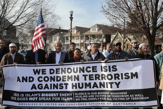 Bangladeshi and Yemeni Americans join supporters to protest against Islamic State and political and religious extremism during a rally in the Detroit suburb of Hamtramck, Michigan December 11, 2015. -  REUTERS